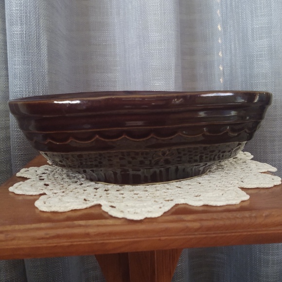 Vintage MAR-CREST Ovenproof Stoneware Pottery Bowl, Daisy Dot Pattern - Picture 2 of 11